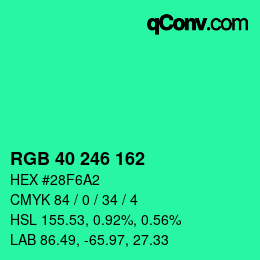 Color code: RGB 40 246 162 | qconv.com