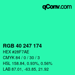 Color code: RGB 40 247 174 | qconv.com