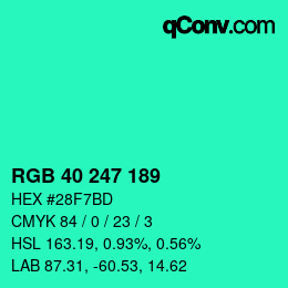 Color code: RGB 40 247 189 | qconv.com