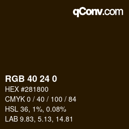カラーコード: RGB 40 24 0 | qconv.com