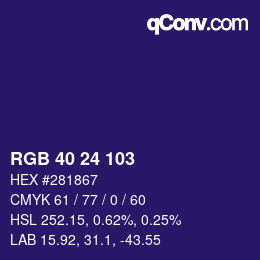 カラーコード: RGB 40 24 103 | qconv.com