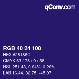 カラーコード: RGB 40 24 108 | qconv.com
