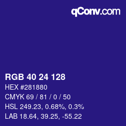 Color code: RGB 40 24 128 | qconv.com