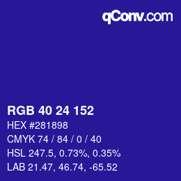 Color code: RGB 40 24 152 | qconv.com