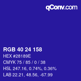 Color code: RGB 40 24 158 | qconv.com