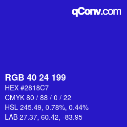 カラーコード: RGB 40 24 199 | qconv.com
