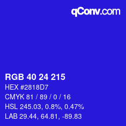 Color code: RGB 40 24 215 | qconv.com