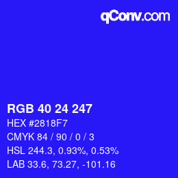 Color code: RGB 40 24 247 | qconv.com