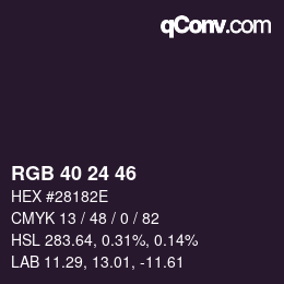 Color code: RGB 40 24 46 | qconv.com