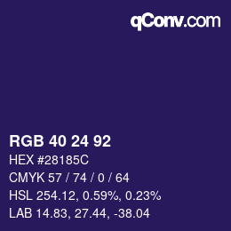 カラーコード: RGB 40 24 92 | qconv.com