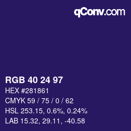カラーコード: RGB 40 24 97 | qconv.com