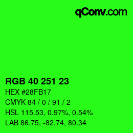 Color code: RGB 40 251 23 | qconv.com
