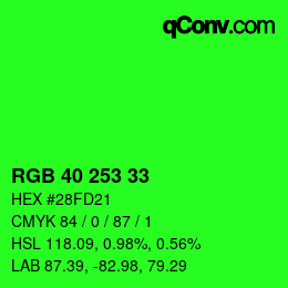 Color code: RGB 40 253 33 | qconv.com