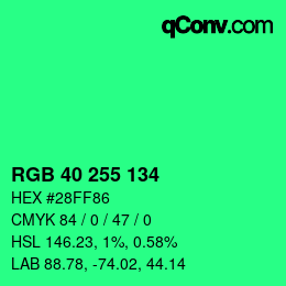 Color code: RGB 40 255 134 | qconv.com
