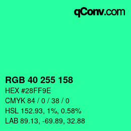 Color code: RGB 40 255 158 | qconv.com