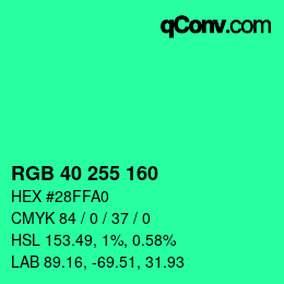 Color code: RGB 40 255 160 | qconv.com