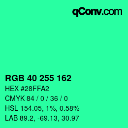 Color code: RGB 40 255 162 | qconv.com