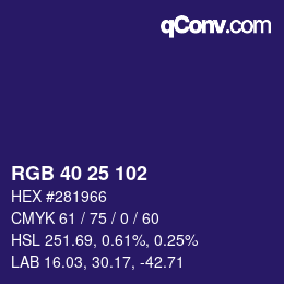 Color code: RGB 40 25 102 | qconv.com