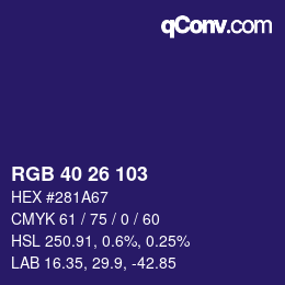 Color code: RGB 40 26 103 | qconv.com