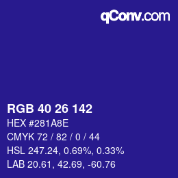 Color code: RGB 40 26 142 | qconv.com