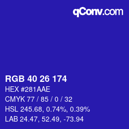 Color code: RGB 40 26 174 | qconv.com