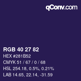 Color code: RGB 40 27 82 | qconv.com