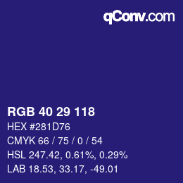 Color code: RGB 40 29 118 | qconv.com