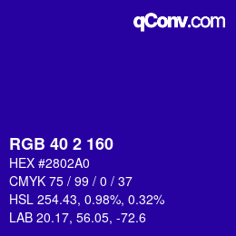 Color code: RGB 40 2 160 | qconv.com