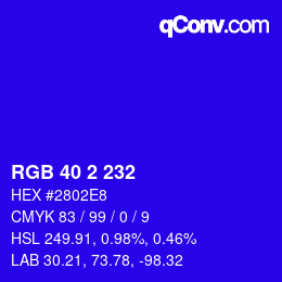 Color code: RGB 40 2 232 | qconv.com