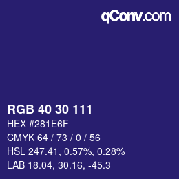 Color code: RGB 40 30 111 | qconv.com