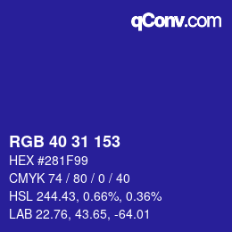 Color code: RGB 40 31 153 | qconv.com