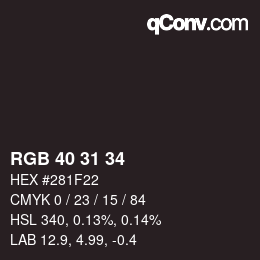 Código de color: RGB 40 31 34 | qconv.com