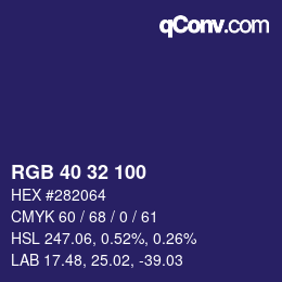 Color code: RGB 40 32 100 | qconv.com