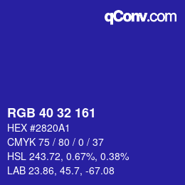 Color code: RGB 40 32 161 | qconv.com