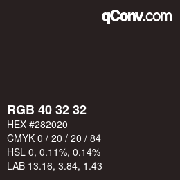 Color code: RGB 40 32 32 | qconv.com