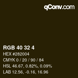 Color code: RGB 40 32 4 | qconv.com