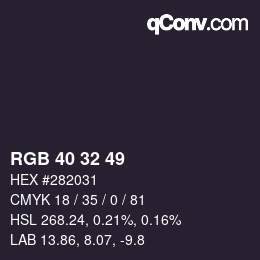 Color code: RGB 40 32 49 | qconv.com