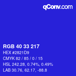 Color code: RGB 40 33 217 | qconv.com