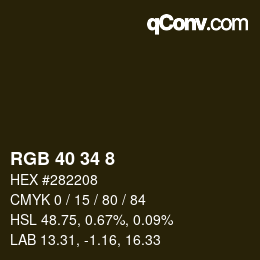 Color code: RGB 40 34 8 | qconv.com