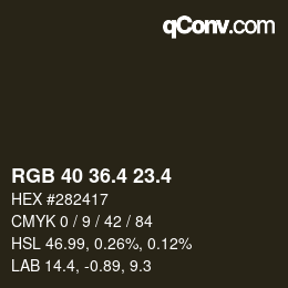 カラーコード: RGB 40 36.4 23.4 | qconv.com