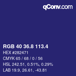 カラーコード: RGB 40 36.8 113.4 | qconv.com