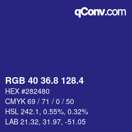 カラーコード: RGB 40 36.8 128.4 | qconv.com