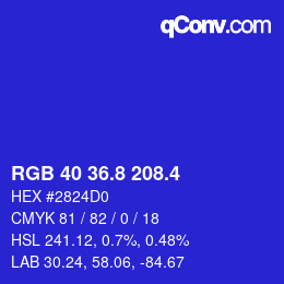 カラーコード: RGB 40 36.8 208.4 | qconv.com