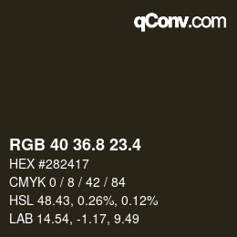 カラーコード: RGB 40 36.8 23.4 | qconv.com
