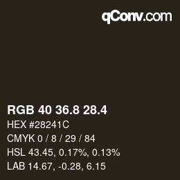 カラーコード: RGB 40 36.8 28.4 | qconv.com