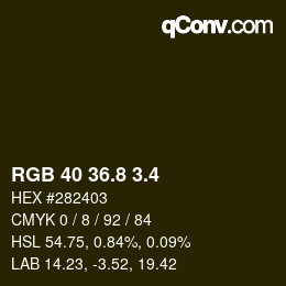 カラーコード: RGB 40 36.8 3.4 | qconv.com