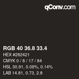 カラーコード: RGB 40 36.8 33.4 | qconv.com