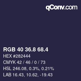 カラーコード: RGB 40 36.8 68.4 | qconv.com