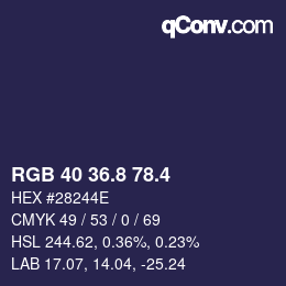 カラーコード: RGB 40 36.8 78.4 | qconv.com