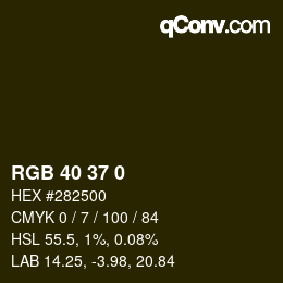 颜色代码: RGB 40 37 0 | qconv.com